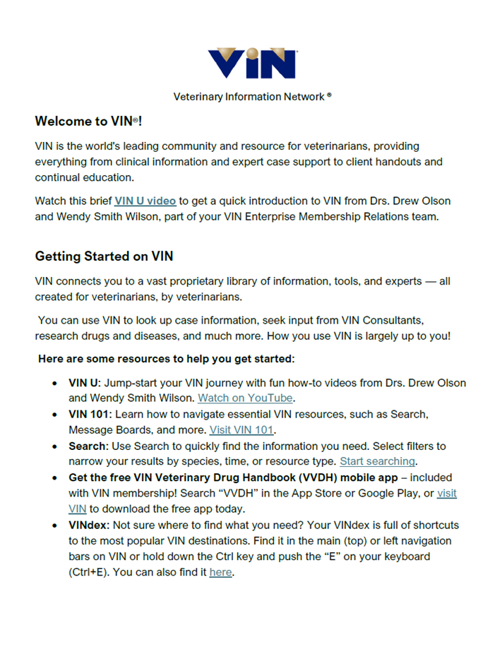 Welcome to VIN Handout